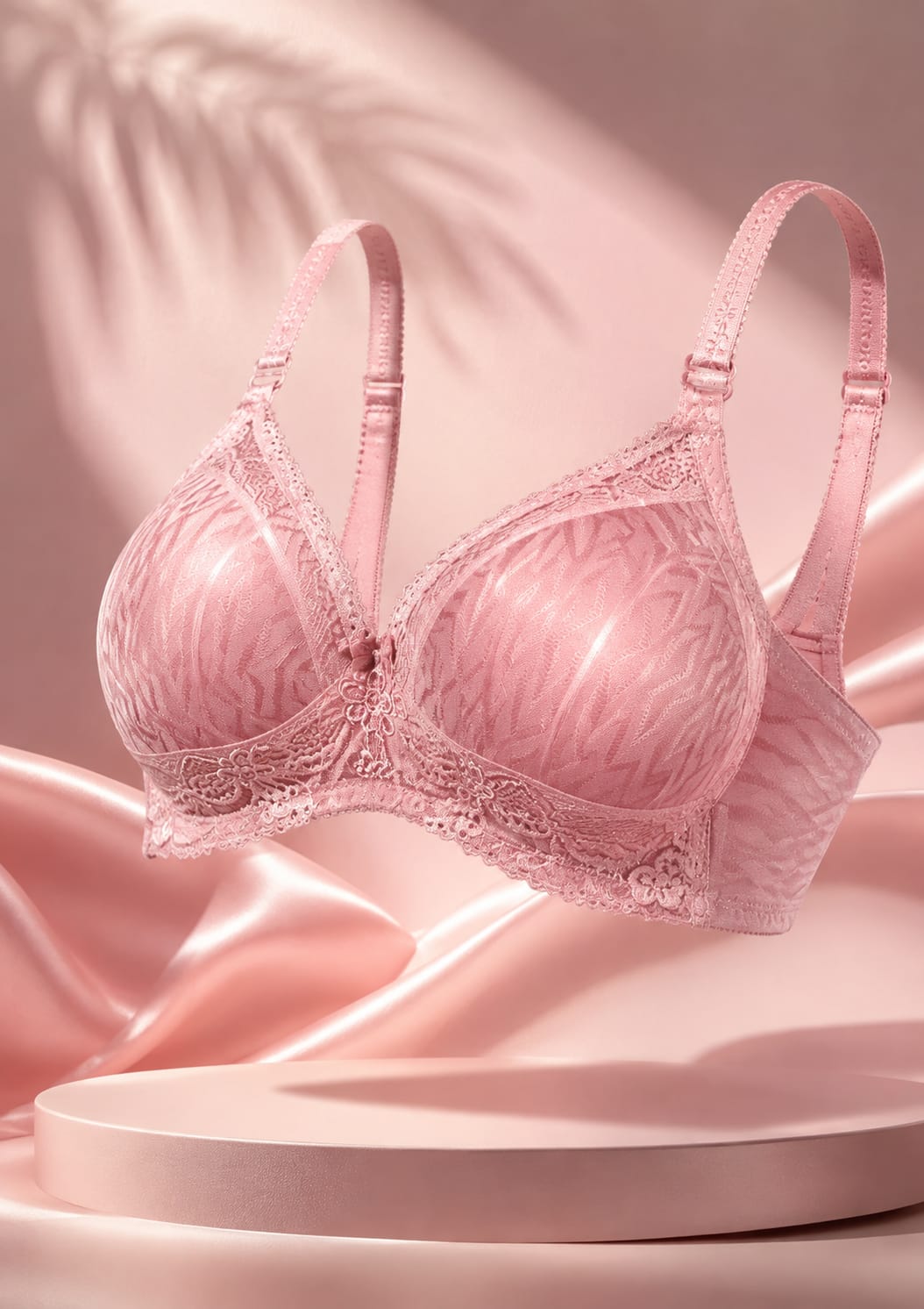 Liora Chevron Textured Full Coverage Support Bra - Dusty Pink