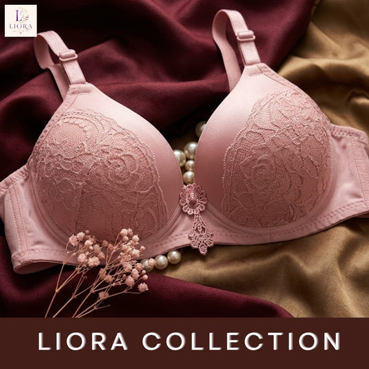 Liora Collection Luxurious Lace Detailed Padded Support Pink Bra