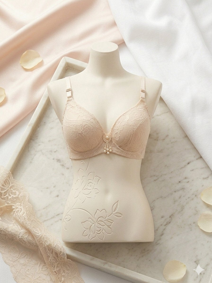 Liora Collection - Premium Luxury Beige Lace Padded Bra