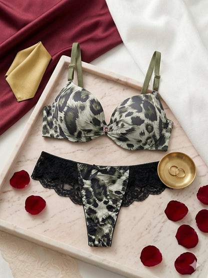 Liora Collection - Wild Elegance Leopard Print Lingerie Set