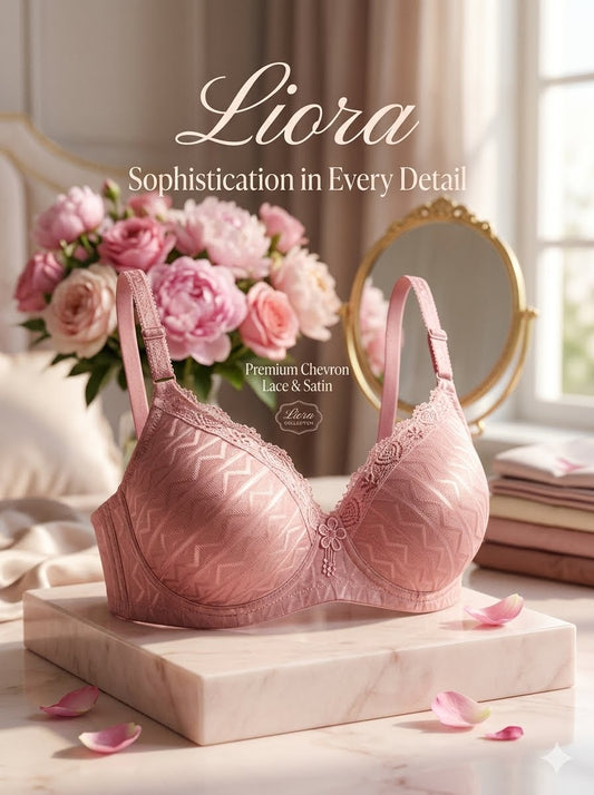 Liora Chevron Textured Full Coverage Support Bra - Dusty Pink