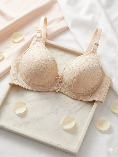 Liora Collection - Premium Luxury Beige Lace Padded Bra