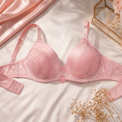 Liora Collection Luxurious Lace Detailed Padded Support Pink Bra