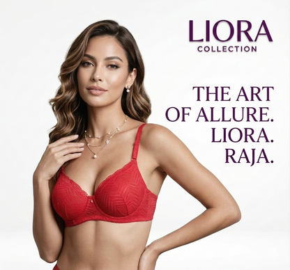 Luxury Scarlet Red Wave Textured Padded Bra