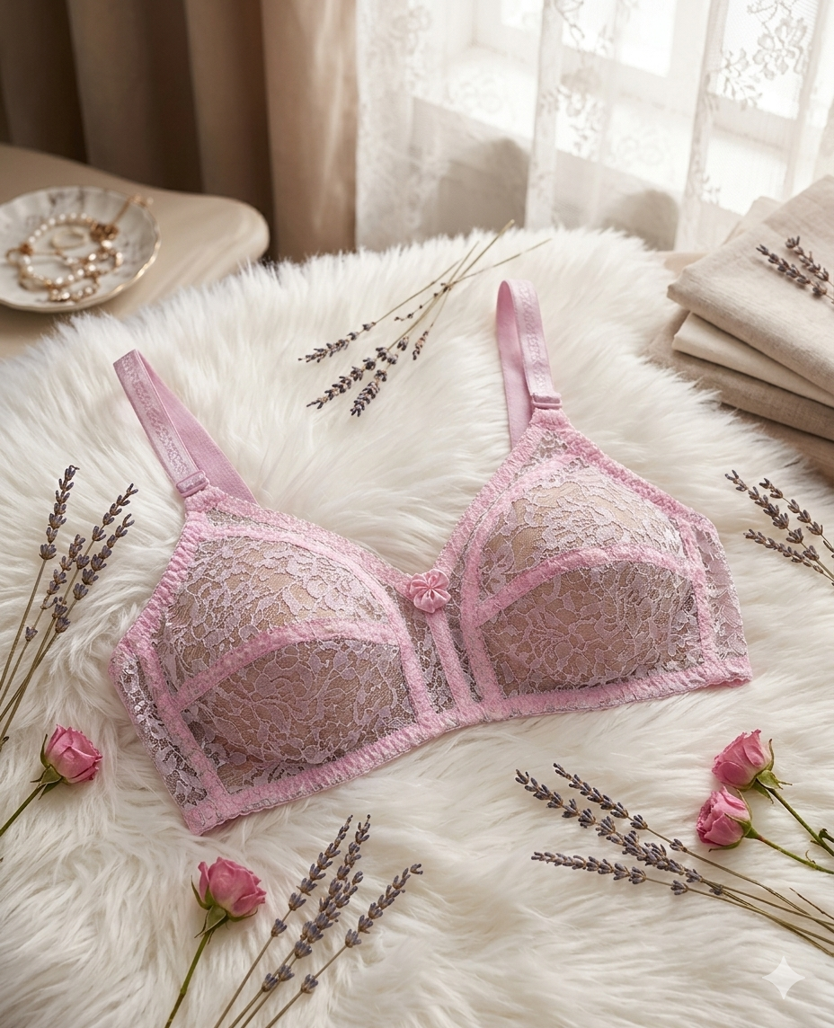 Liora Floral Lace Non-Padded Full Coverage Undergarment Bra - Pink