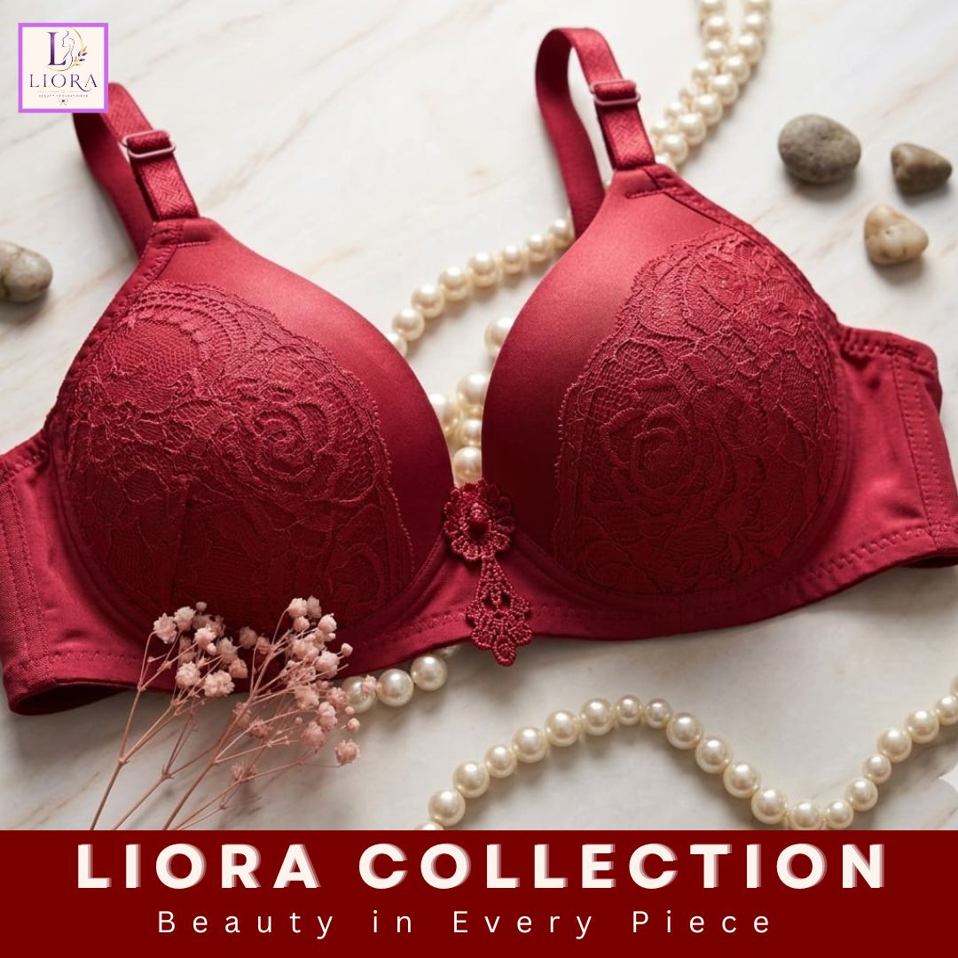 Liora Collection Elegant Rose Lace Padded Bra Full Coverage Support