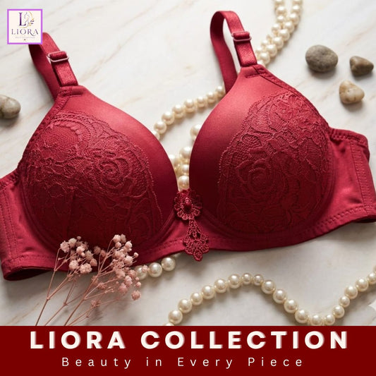 Liora Collection Elegant Rose Lace Padded Bra Full Coverage Support